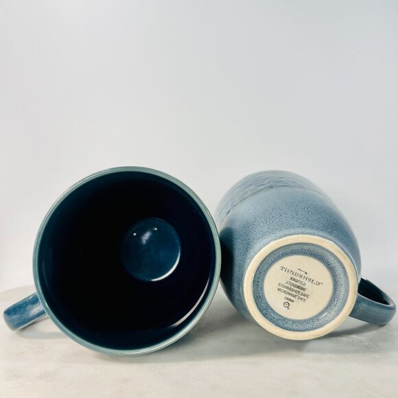 Set Of 2 Threshold Kingsland Stoneware 16 oz Mugs Embossed Design Common Core - Picture 3 of 4